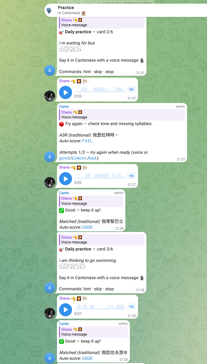 Personalised Cantonese tutor — curriculum view